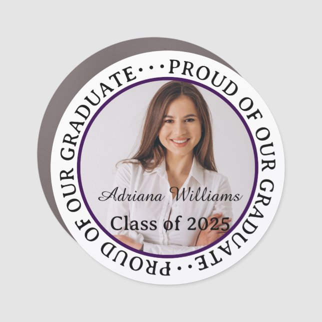 Proud of our Graduate 2025 Modern Graduation Photo Car Magnet (Front)