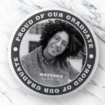 Proud of our Graduate 20XX | Graduation Photo Button<br><div class="desc">This simple and classic design is composed of serif typography and add a custom photo.</div>