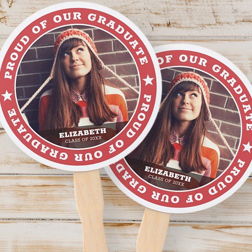 Proud of our Graduate 20XX Graduation Photo Hand Fan