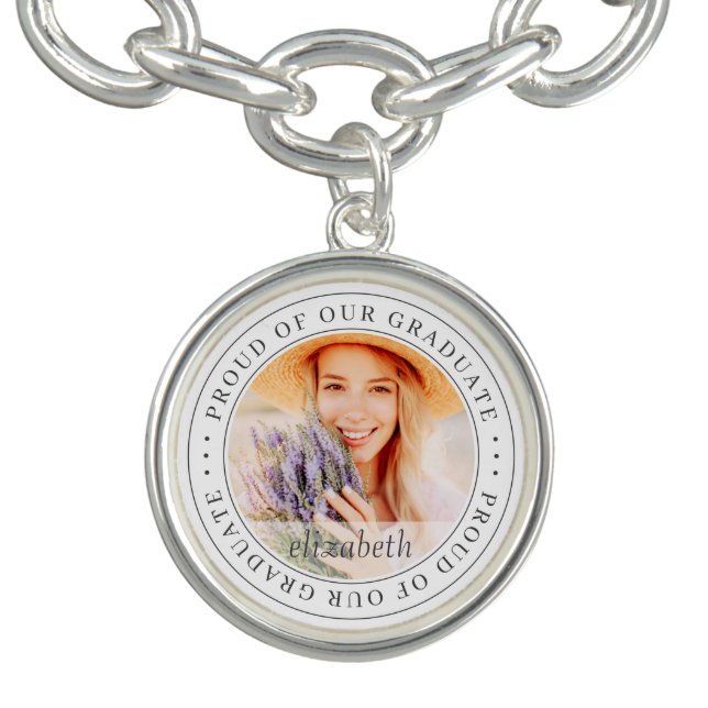 Proud of our Graduate 20XX Modern Graduation Photo Bracelet (Design)