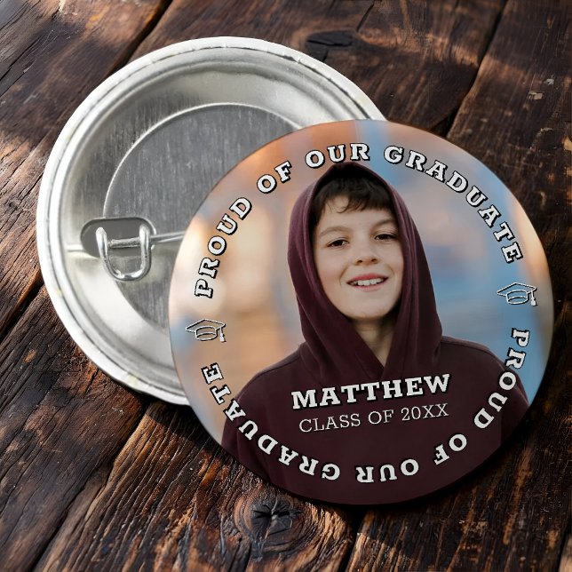 Proud of our Graduate 20XX Modern Graduation Photo Button (Creator Uploaded)