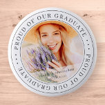 Proud of our Graduate 20XX Modern Graduation Photo Button<br><div class="desc">This simple and classic design is composed of serif typography and add a custom photo.</div>