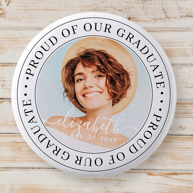 Proud of our Graduate 20XX Modern Graduation Photo Button (Creator Uploaded)
