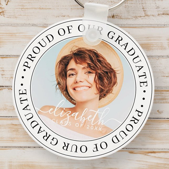 Proud of our Graduate 20XX Modern Graduation Photo Keychain (Creator Uploaded)
