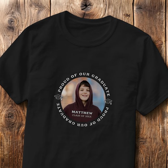 Proud of our Graduate 20XX Modern Graduation Photo T-Shirt (Creator Uploaded)