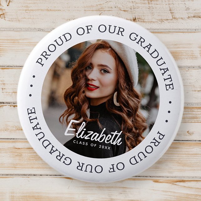 Proud of our Graduate 20XX Simple Graduation Photo Button (Creator Uploaded)