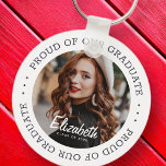 Proud of our Graduate 20XX Simple Graduation Photo Keychain<br><div class="desc">This simple and classic design is composed of serif typography and add a custom photo.</div>