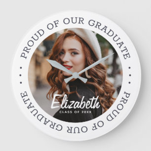 Proud of our Graduate 20XX Simple Graduation Photo Large Clock
