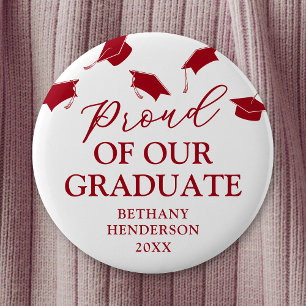 Proud of our Graduate Red Graduation Button