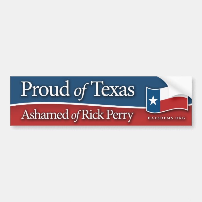 Proud of Texas Bumper Sticker (Front)