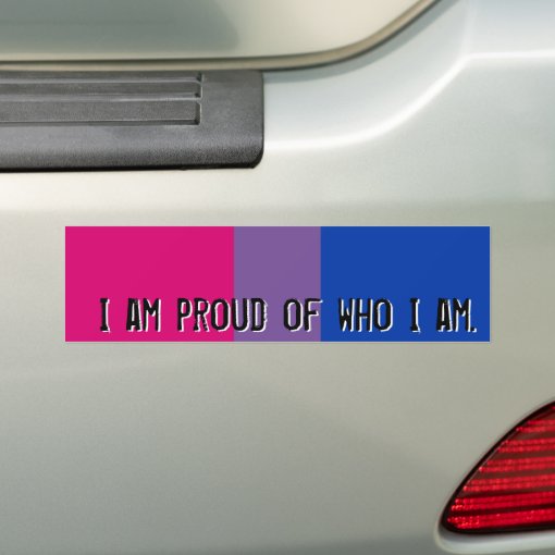 Proud of who I am - Bisexual flag bumper sticker | Zazzle