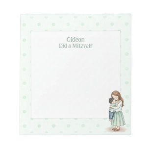 Proud of You! Mom & Son Hug Personalized Mitzvah Notepad