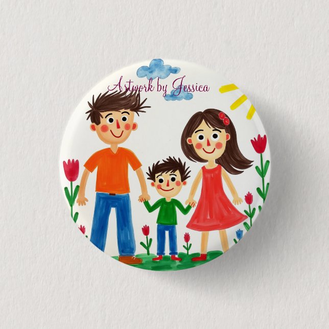 Proud of your  Child's artwork painting  Button (Front)