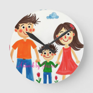 Proud of your  Child's artwork painting  Round Clock