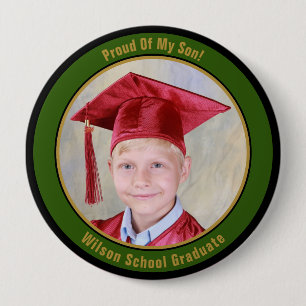 Proud Of Your Graduate Green Gold Photo Button