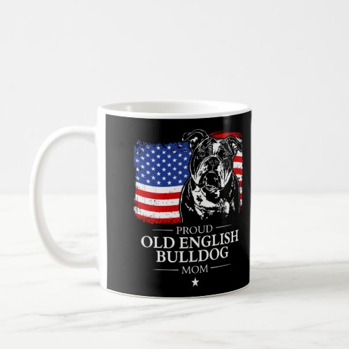 Proud Old English Bulldog Mom American Flag Patrio Coffee Mug