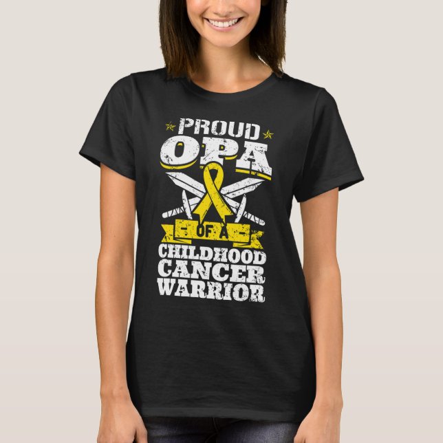 Proud Opa Of A Childhood Cancer Warrior Awareness  T-Shirt (Front)