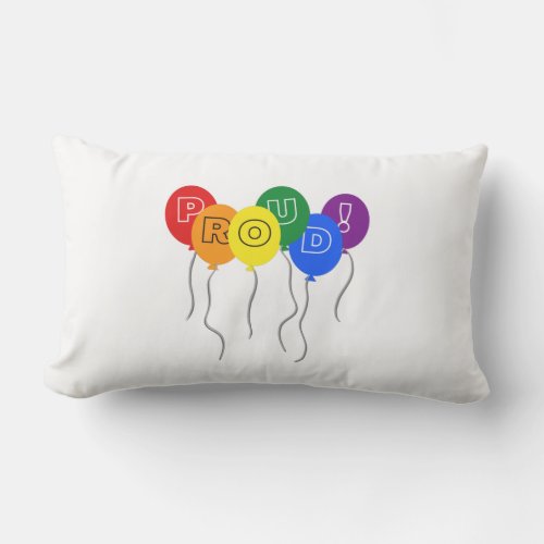 Proud Outside LGBTQ Pride Color Balloons  Lumbar Pillow