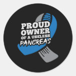 Proud Owner Of Useless Pancreas Diabetes  Classic Round Sticker