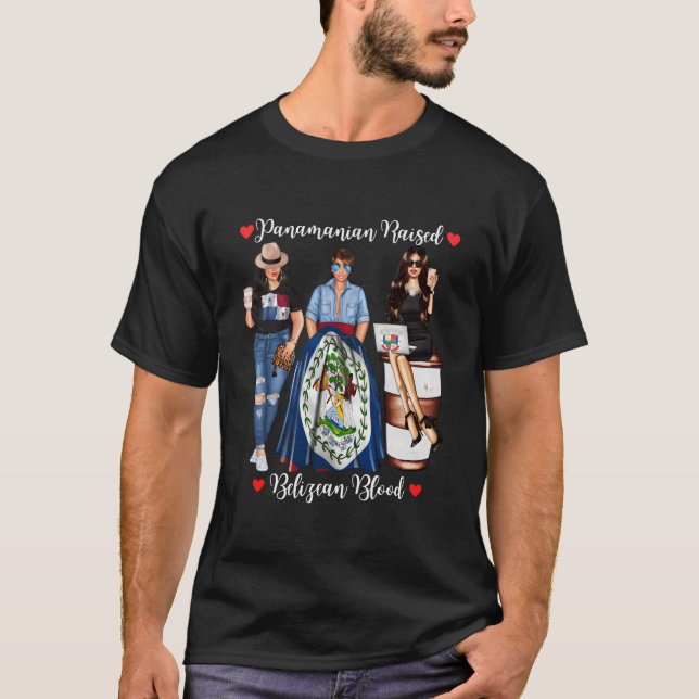 Proud Panaian With Belizean Roots Belize Flag Pana T-Shirt (Front)