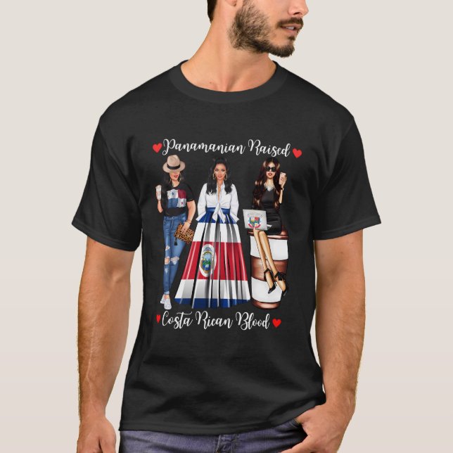 Proud Panamanianwith Costa Rican Roots Costa Rica  T-Shirt (Front)