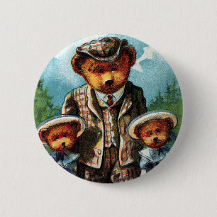 Proud Papa Bear - Letter P - Vintage Teddy Bear Button