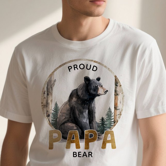 Proud Papa Bear Woodland Family T-Shirt (Papa Bear T-Shirt)