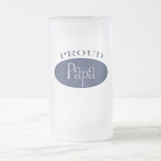 proud papa frosted glass beer mug