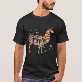 Proud Papa Llama Autism Awareness Happy T-Shirt