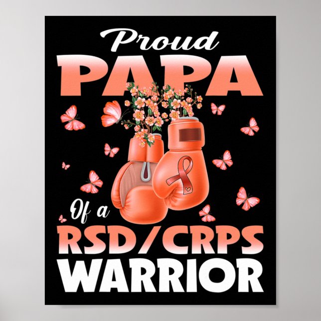 Proud Papa Of A Rsd Crps Warrior Awareness Boxing  Poster (Front)