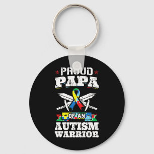 Proud Papa Of An Autism Warrior Awareness Ribbon F Keychain