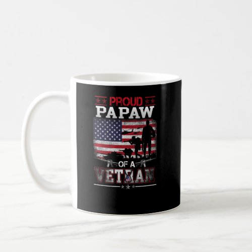 Proud Papaw Of A Veteran Vintage Flag Military Vet Coffee Mug