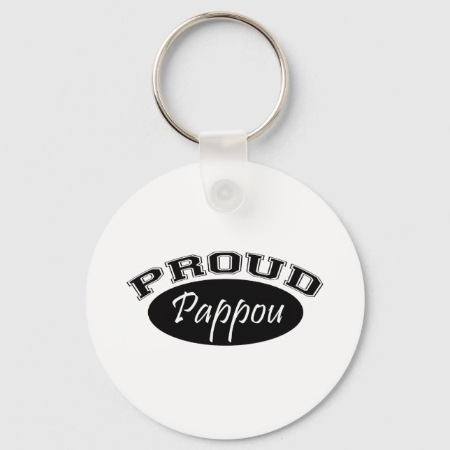 Proud Pappou (Black) Keychain (Front)