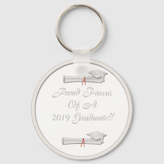 Proud Parent 2019 White Graduation Keychain