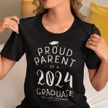Proud Parent 2024 Graduate T-Shirt<br><div class="desc">Personalized graduation t-shirt featuring the saying "proud parent of a 2024 graduate",  their name,  and the school/college they attended.</div>