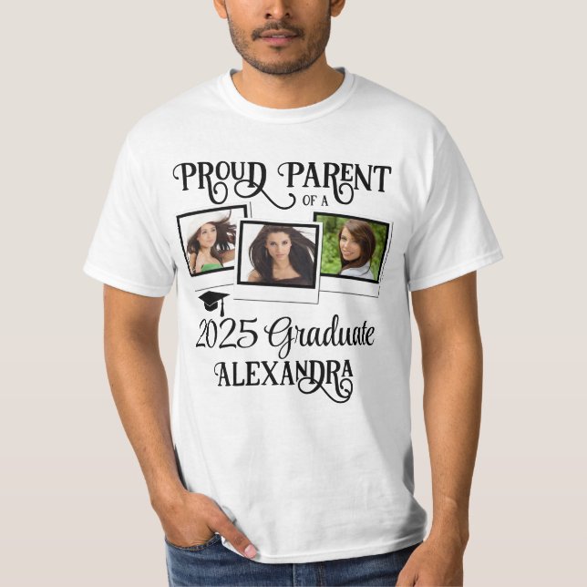 Proud Parent 2025 Graduate Graduation Photo T-Shirt (Front)