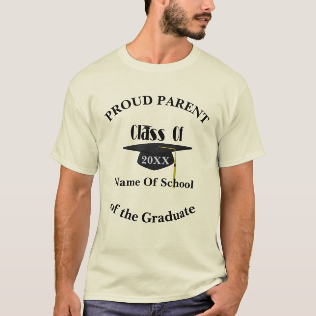 Proud Parent Graduation Cap Personalized    T-Shirt (Front)