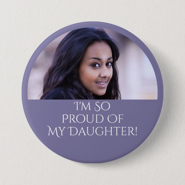 Proud Parent Graduation Daughter Photo Purple Button (Front)