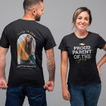 Proud Parent Graduation Day T-Shirt<br><div class="desc">Modern graduation t-shirt featuring a faux gold foil grad cap, the saying "proud parent of the graduate" which can be personalized to mom, dad, bestie, sister, brother, grandma, grandpa or any other title! On the back is a photo of the graduate, their name, class year, and the school or college...</div>