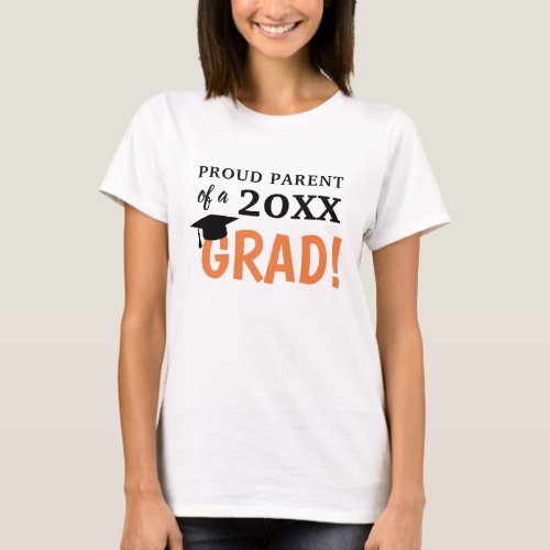 Proud Parent Graduation Shirt Black Orange Women