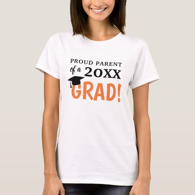 Proud Parent Graduation Shirt Black Orange Women (Front)