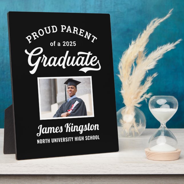 Proud Parent of a 2026 Graduate Black Custom Photo Plaque (Side)