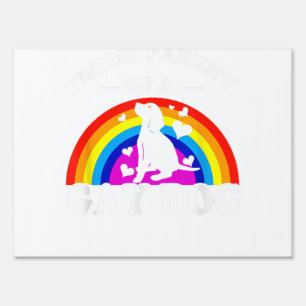 Proud parent of a gay dog LGBT funny rainbow dog a Sign
