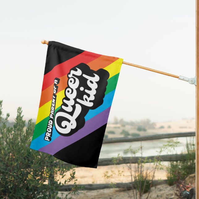 Proud Parent of a Queer Kid House Flag (Insitu (Back))