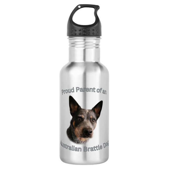 Proud Parent of Australian Brattle Dog Stainless Steel Water Bottle (Front)