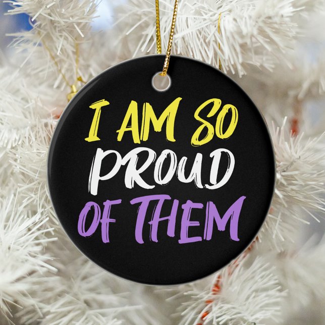 Proud Parent of Nonbinary Child Mom or Dad Ceramic Ornament (Creator Uploaded)