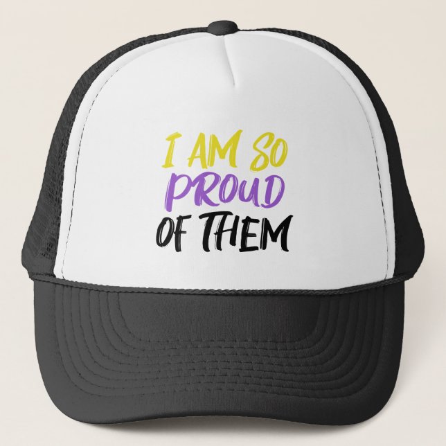 Proud Parent of Nonbinary Child Mom or Dad Trucker Hat (Front)