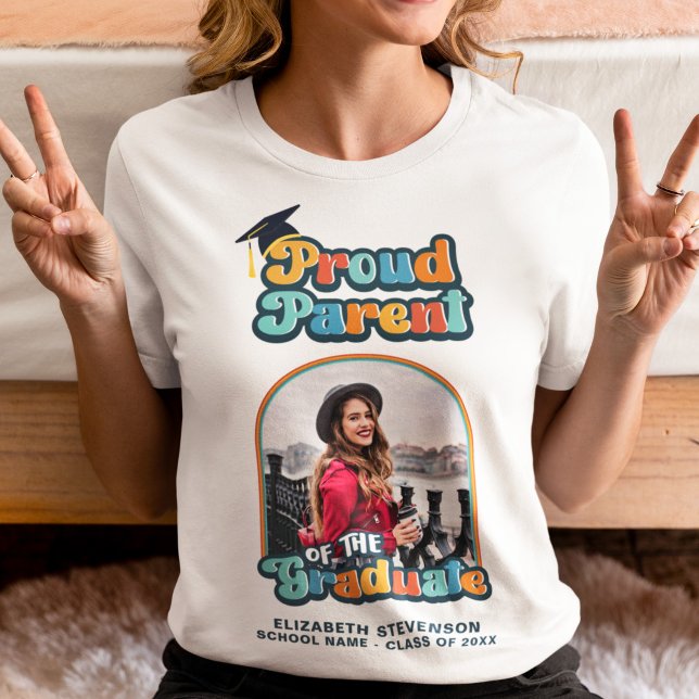 Proud Parent of the graduate photo groovy retro  T-Shirt (Creator Uploaded)