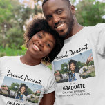 Proud Parent Of The Graduate | Photo T-Shirt<br><div class="desc">Modern proud parent of the graduate tshirts, featuring a photo and template text which reads 'PROUD PARENT OF THE GRADUATE THEIR NAME, SCHOOL/COLLEGE AND CLASS OF'. The ey are easily edited and can be customized to say, mom, dad, aunt, uncle, grandma and more all of the font styles, sizes and...</div>