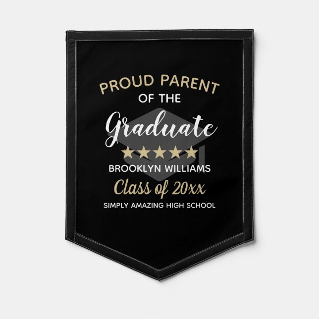 Proud Parent Of The Graduate Text Class Year Name Pennant (Front)